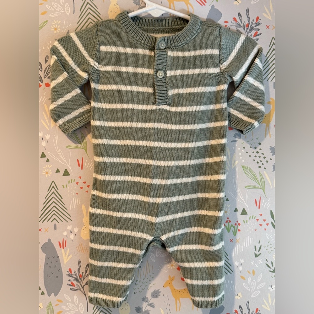 Striped Green Kids One Piece